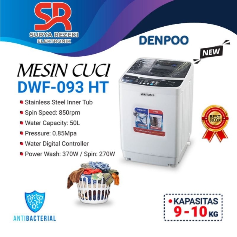 Mesin Cuci Denpoo 1Tabung Otomatis- DWF 093HT ( 9-10 Kg  )
