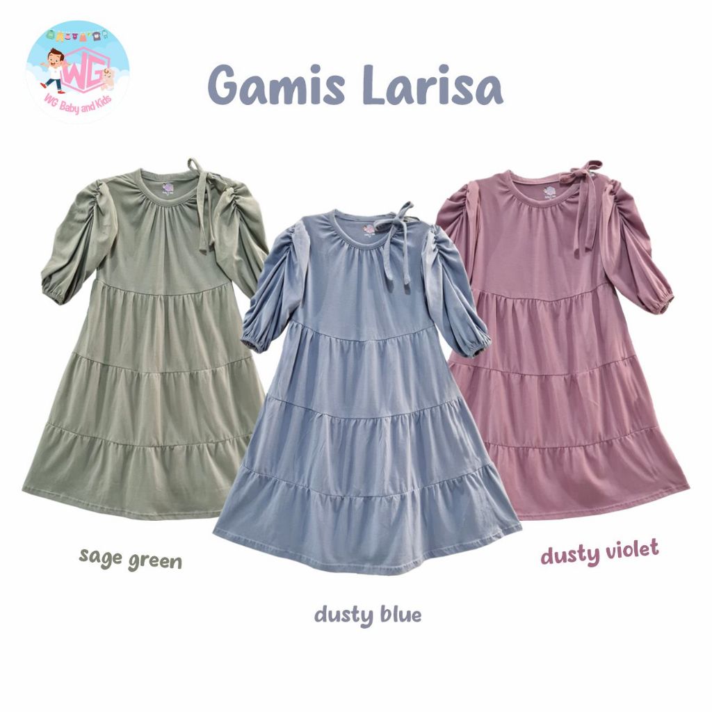 Gamis Larisa Pakaian Set Muslim Bayi dan Anak Perempuan Newborn Sampai 6 Tahun