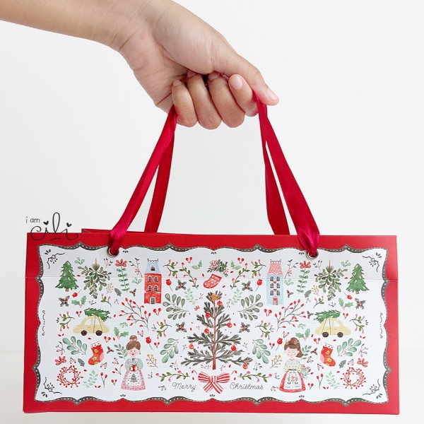 

(PAPERBAG 25 x 18 x 12 cm NATAL) Paperbag sekat nastar natal /christmas (isi 10)