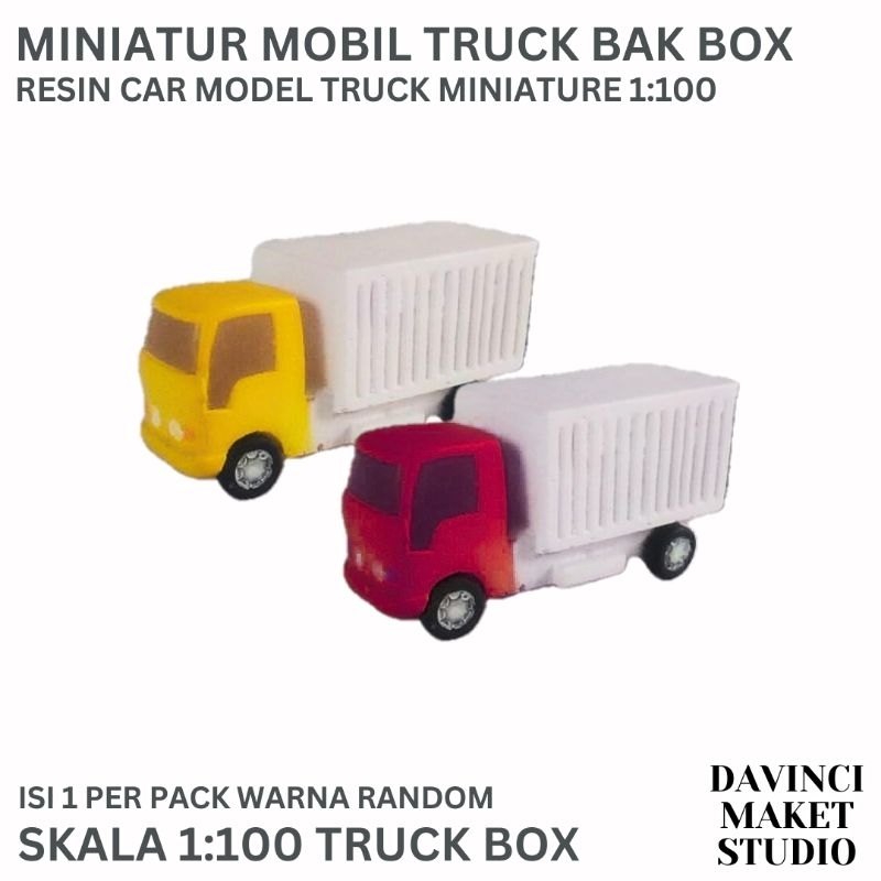 Miniatur Kendaraan Truk Bak Mobil Kargo Maket Diorama - Box Cargo Truck Vehicle Skala 1:100 Warna Ra