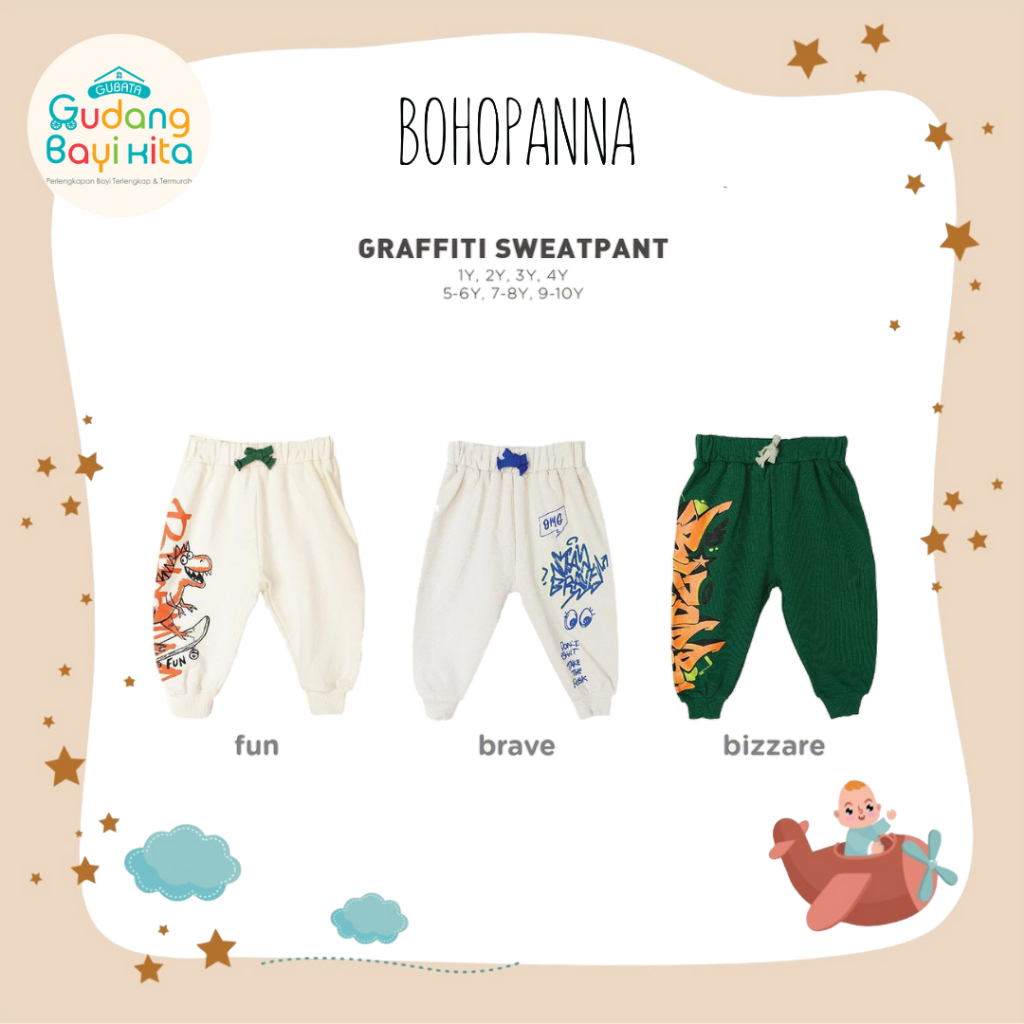 BOHOPANNA GRAFFITI SWEATPANT - CELANA ANAK