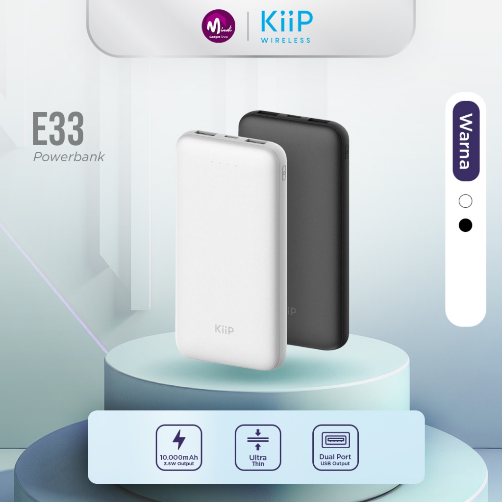 Kiip - Powerbank - E33 Slim Type-C Micro USB 10.000 mAh