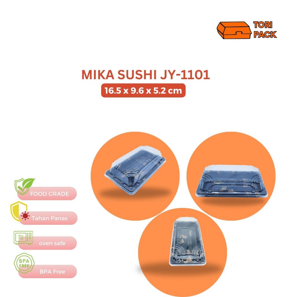 mika sushi tray gold leaf + tutup  JY 1101