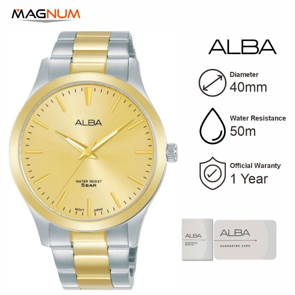 Jam Tangan Pria ALBA ARSY98 Gold Silver Stainless Steel