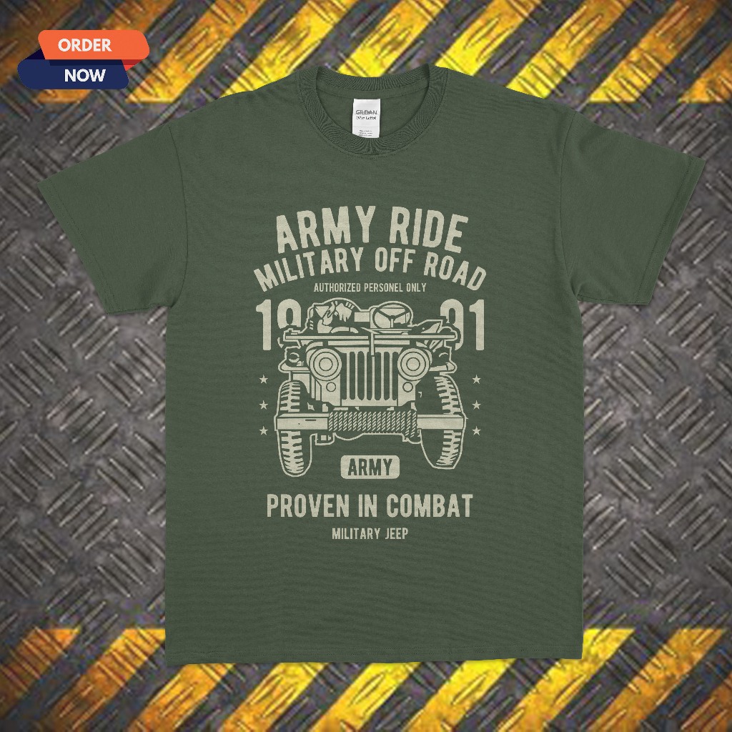 KAOS JEEP VINTAGE US ARMY BAJU OTOMOTIF T-SHIRT PRIA WANITA PREMIUM COTTON