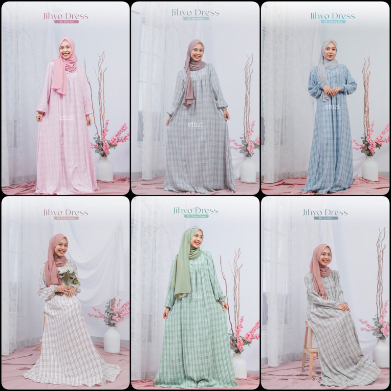 ETUZI - JIHYO DRESS TERBARU PERSAMAAN YUNA DRESS - GAMIS MURAH ADEM BAHAN CRINGKLE - GAMIS KOTAK KOT