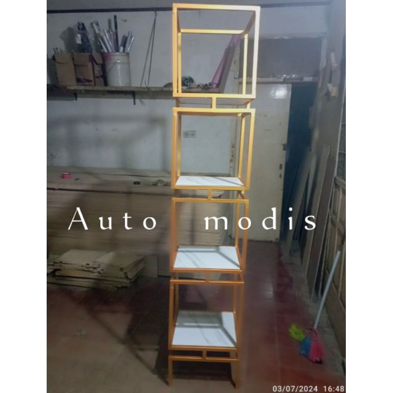 RAK SUDUT RUANGAN RAK TINGGI MINI IMUT KAMAR MINIMALIS SIMPLE GAWANG BAJU EMAS RAK HIJAB DISPLAY INT