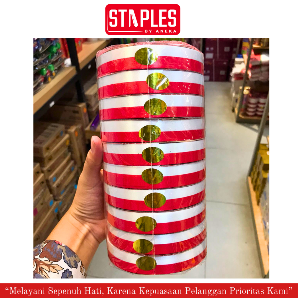 

Pita Merah Putih 1 Inch / Pita Kado Merah Putih 2,5CM Ribbon 25mm x 14m / Bendera Indonesia Merdeka / Agustusan