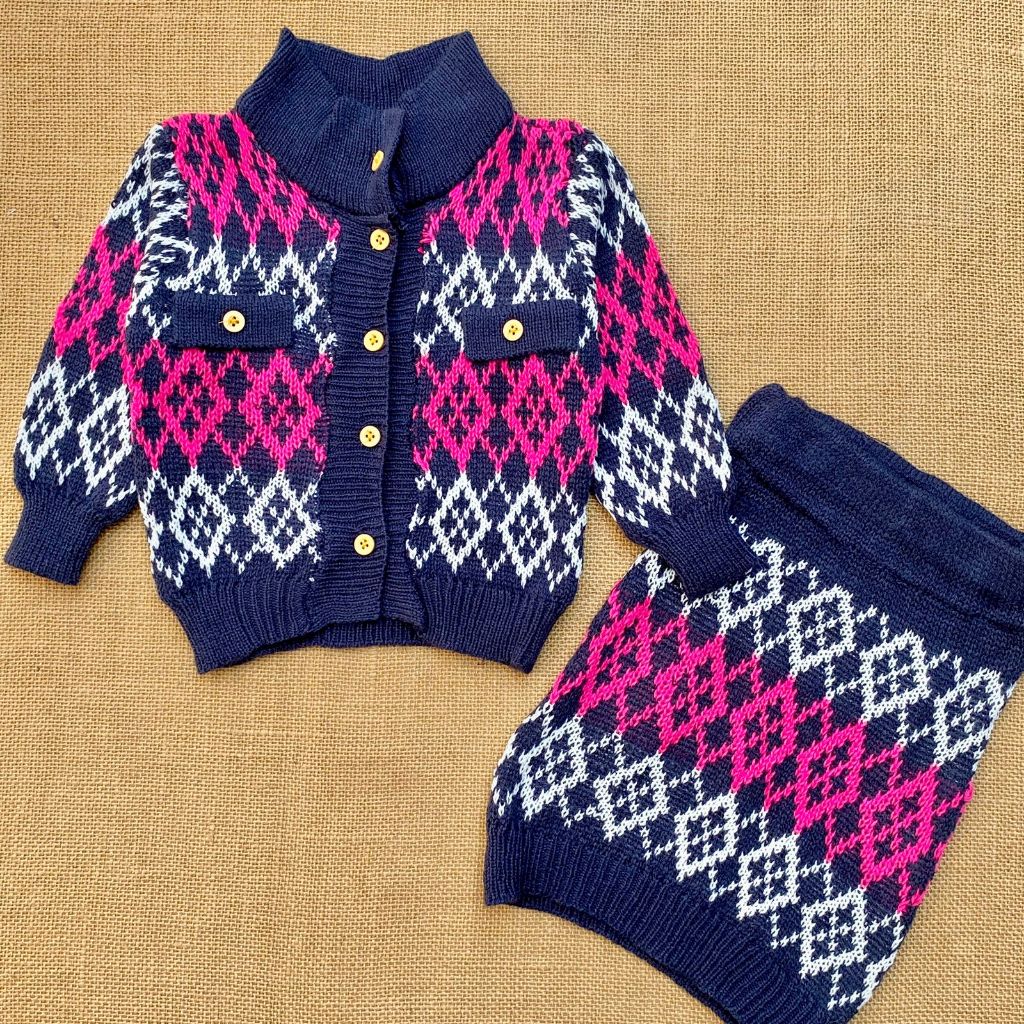 Setelan Rok Bayi Baru Lahir Setelan Rajut Anak Perempuan Setelan Rok Sweater Rajut Anak 3-12 Bulan A