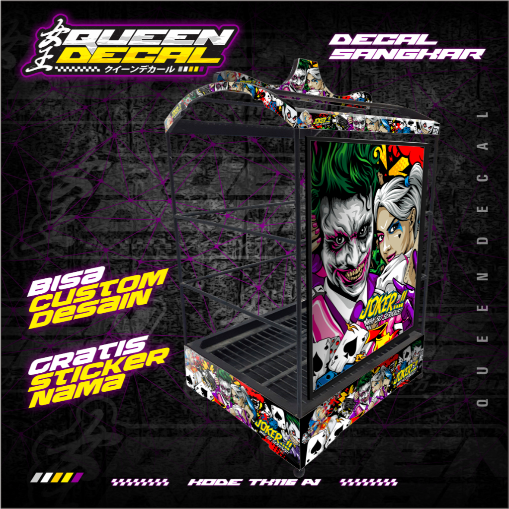 Decal Kandang Kenari Kotak - Aksesoris Sangkar Kenari Variasi Custom Joker WHY SO SERIOUS- TK