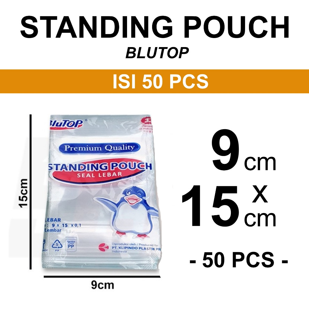 aiGooTan - (ISI 50) STANDING POUCH 9x15 CM BLUTOP - Plastik STP Ziplock Zip Berdiri Zipper Zip Medan
