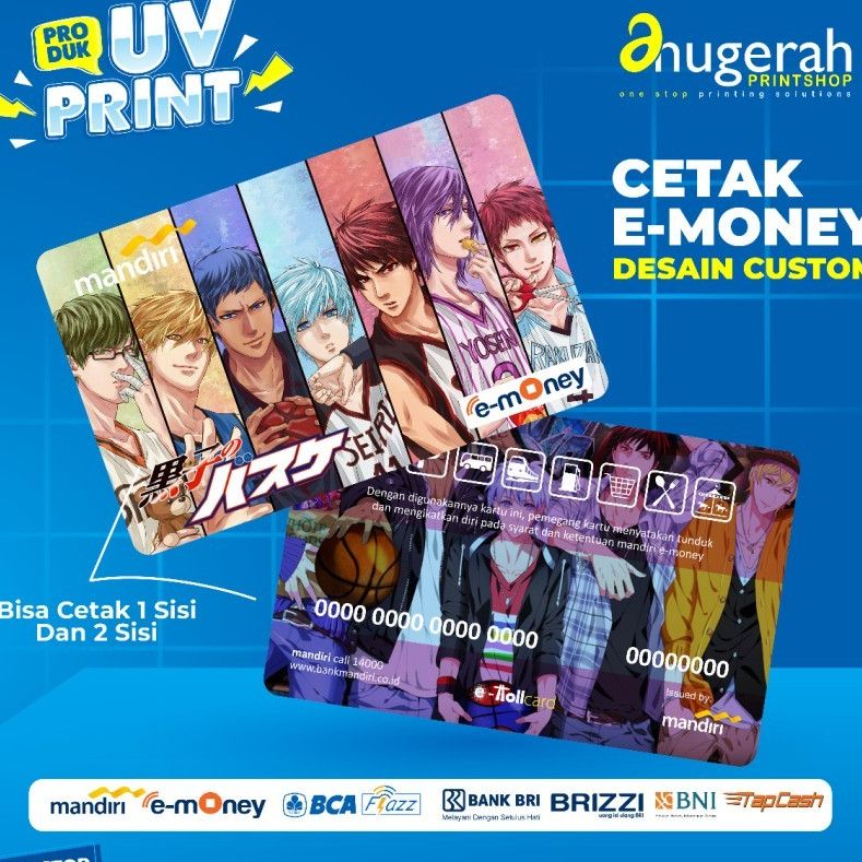 Cetak Kartu ID Card E-Money / Flazz / Brizzi 1 Sisi / 2 Sisi UV Print Murah Design Bebas Full Warna 
