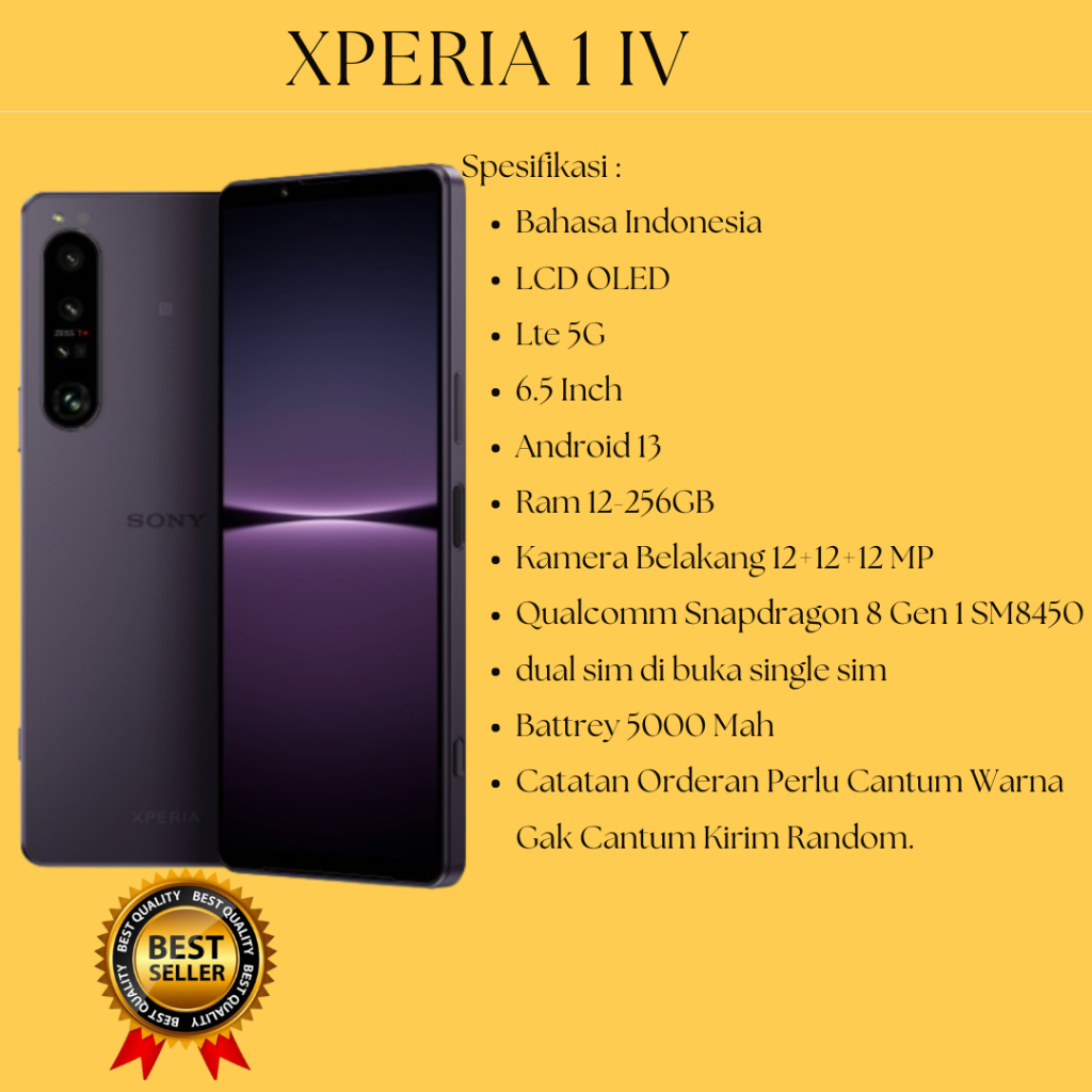 SONY XPERIA 1 IV 5G 12-256GB SECOND ORIGINAL SPEC GILE.