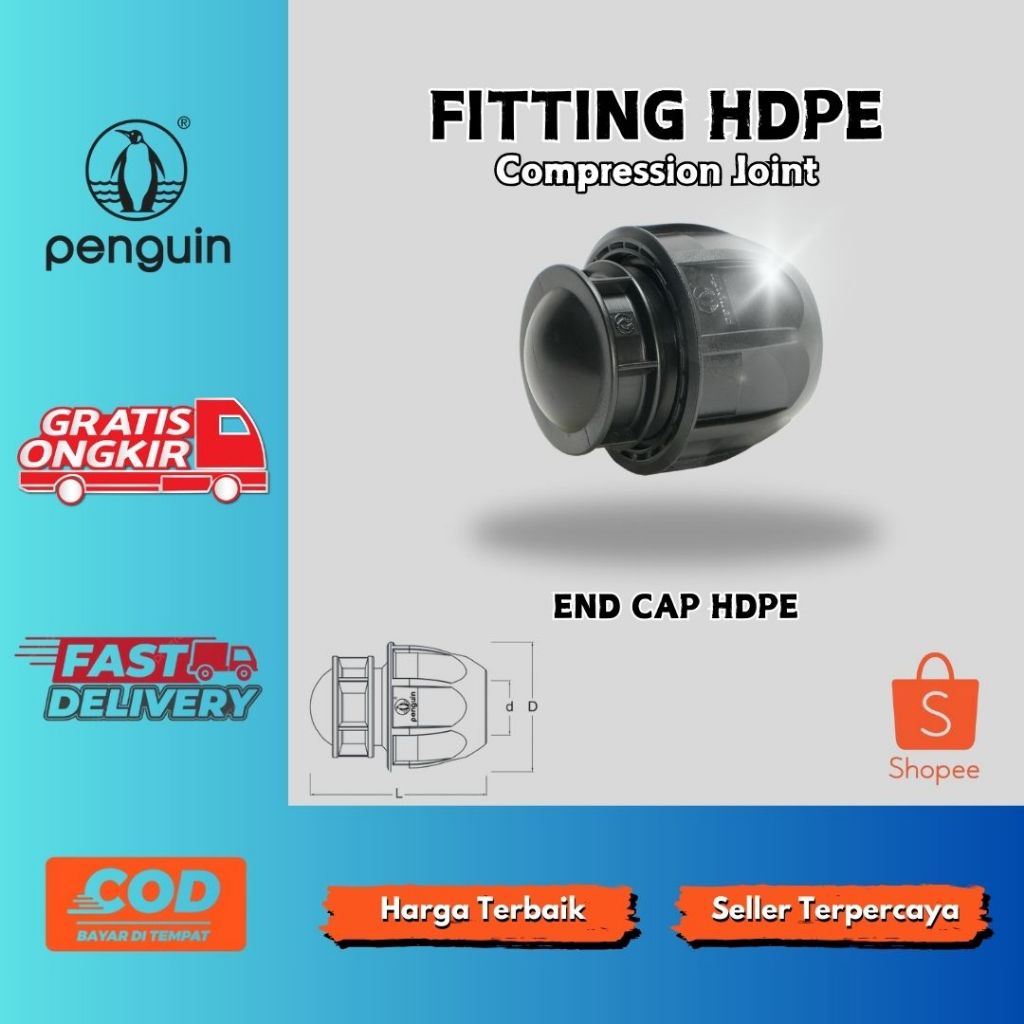Penyambung Pipa HDPE (Fitting Compression End CAP HDPE) 4"