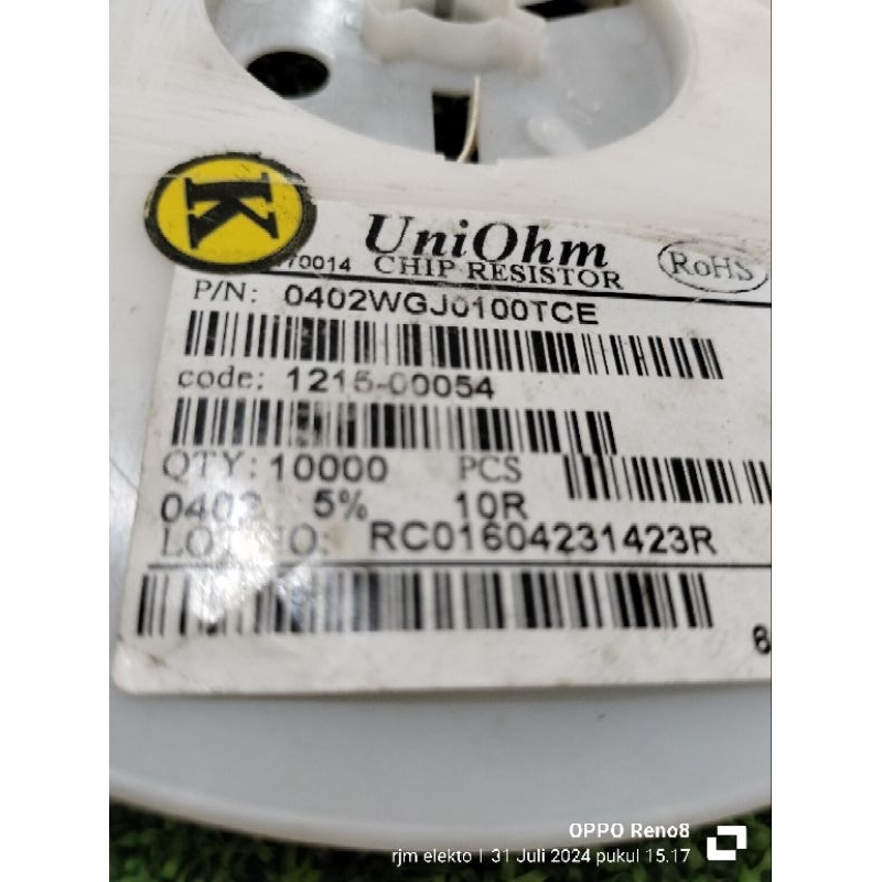 10pcs resistor smd ukuran 10 ohm