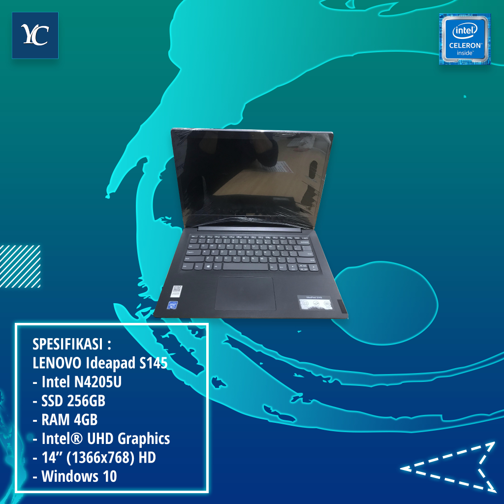 LENOVO IDEAPAD S145 INTEL N4205U RAM 4GB SSD 256GB ( SECOND )BLACK