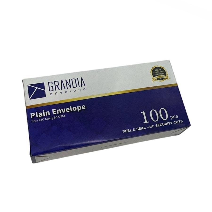 

Amplop Putih Polos 90 DL Grandia panjang ukuran 110 x 230mm isi 100 Pcs sudah ada lem
