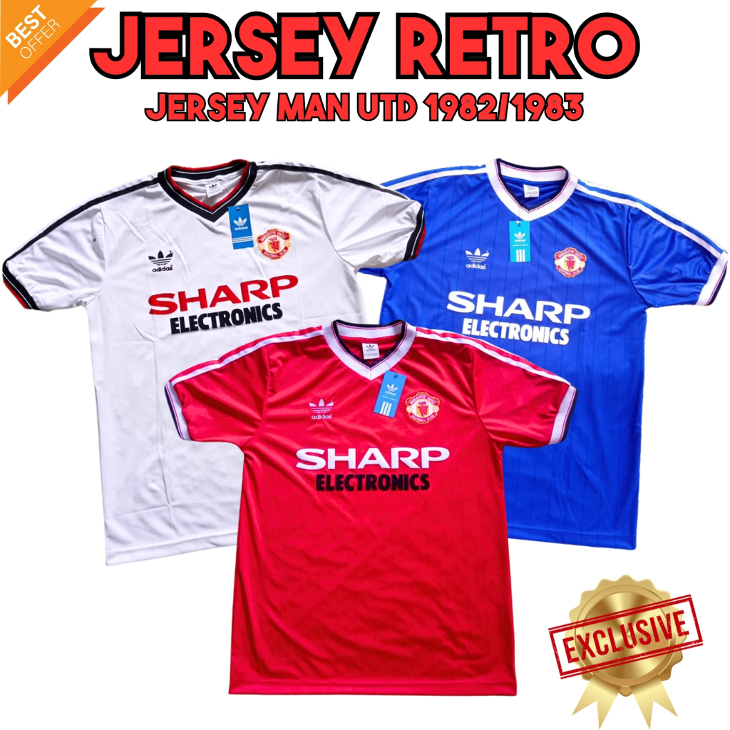 RETRO MEN U HOME AWAY 3RD 1982/1983 football kit olahraga sport Import High Quality  Grade Ori manch