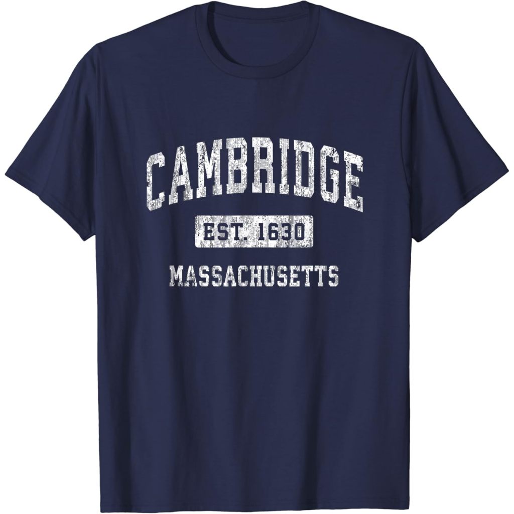 Baju Kaos Dewasa Cambridge Massachusetts MA Vintage Established Sports Design T-Shirt Pakaian Fashio