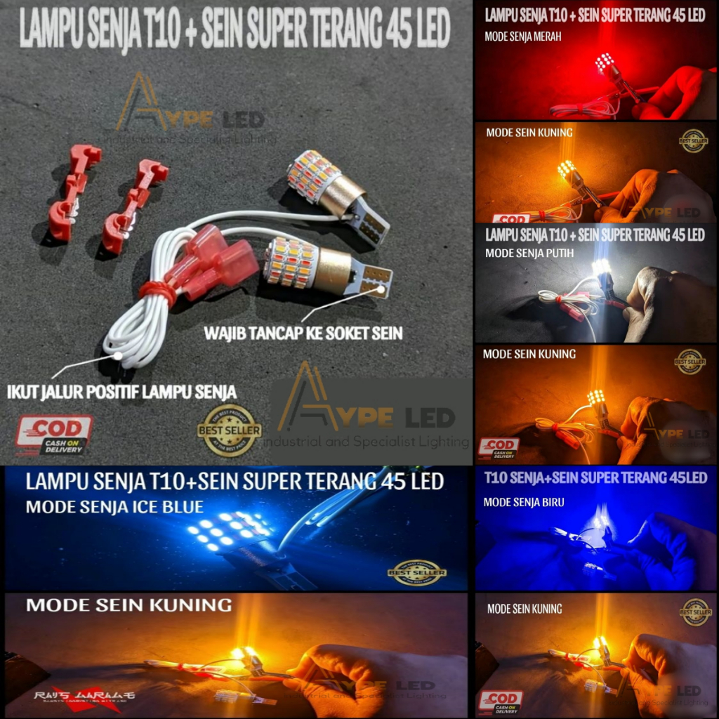 Lampu LED Sein T10 2 Mode Senja Sein Motor Lampu Sein 54 Led 2 Mode Bisa senja dan sein Sepasang