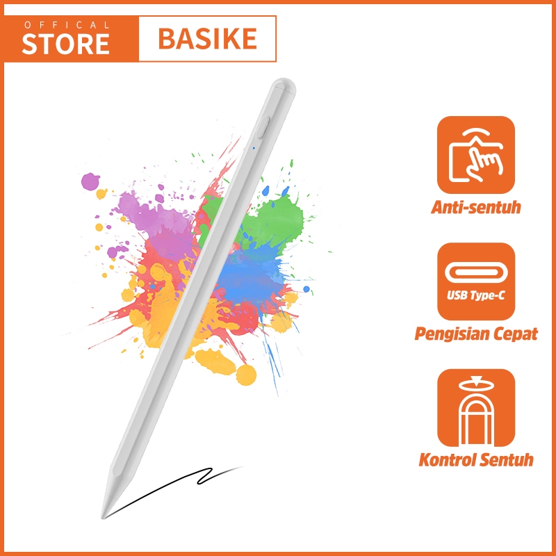 BASIKE Pen Stylus Universal for Tablet iPad Samsung Xiaomi Huawei Redmi pad se Baterai Tahan Lama