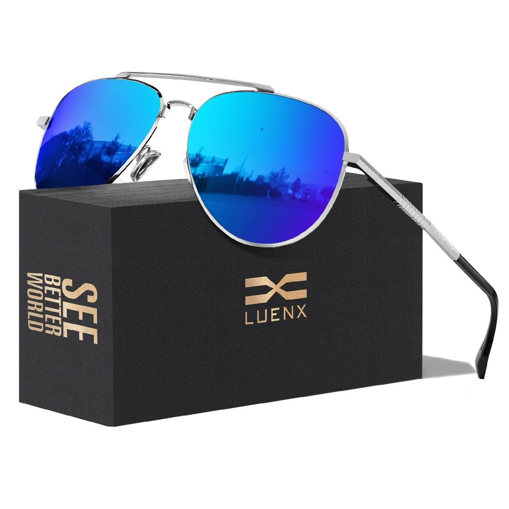 Luenx Kacamata Hitam Aviator Sunglasses Unisex Polarized Driving Classic Shades - UV 400 Protection 