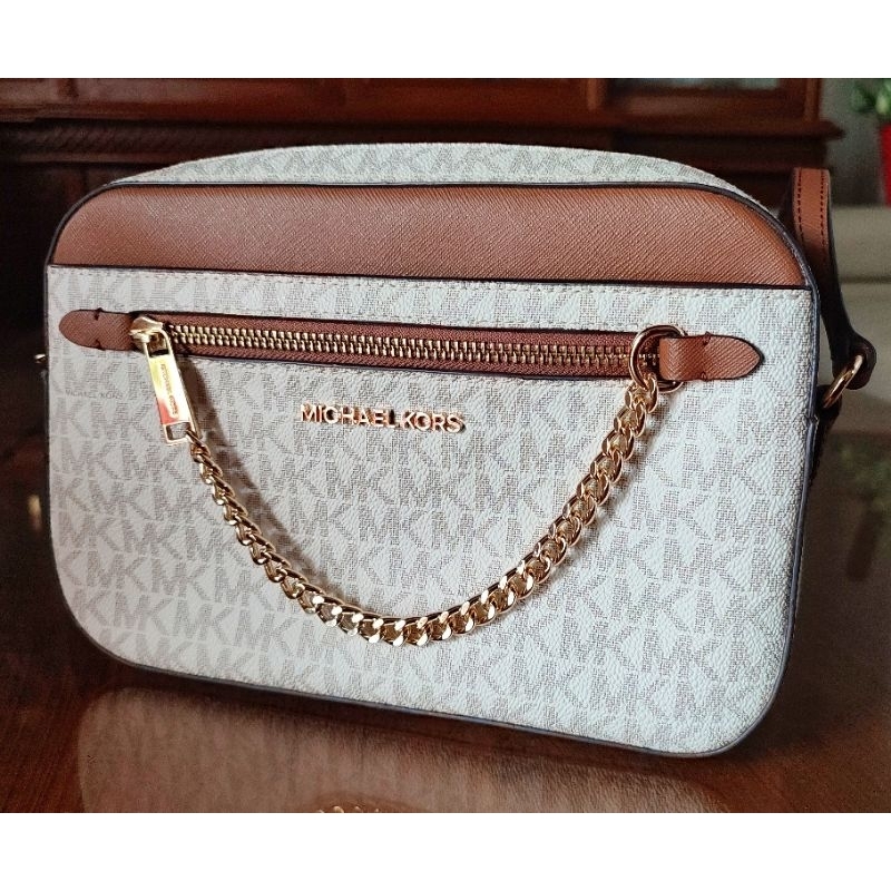 Michael Kors Jet Set Signature Crossbody Vanilla Brown