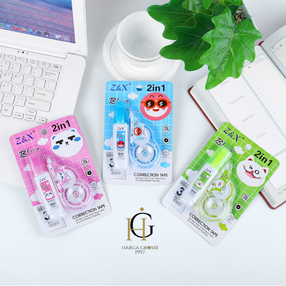 

Tipex NIAL 2 in 1 Set Cair kertas warna pastel Tip ex Niall Correction Roll and Cair motif Lucu Imut Terbaru READY bisa cod