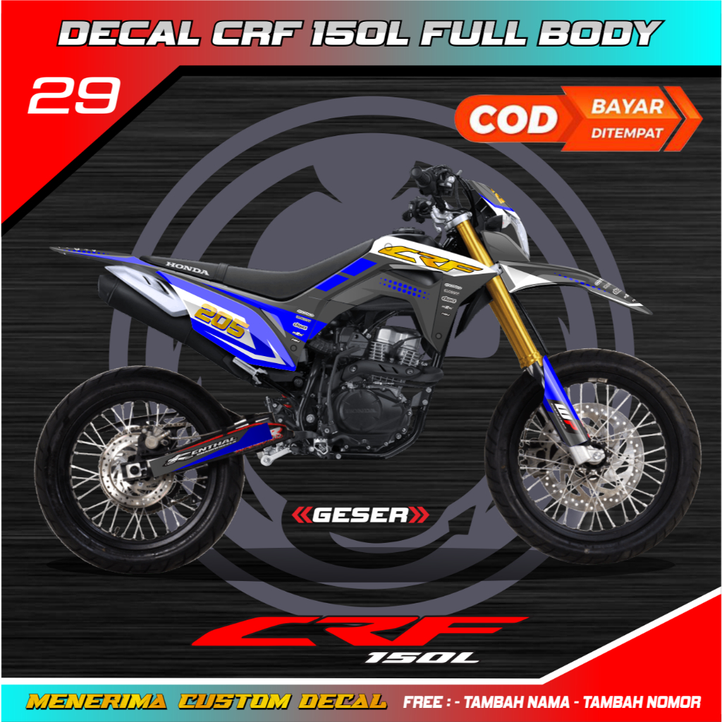 Sticker Dekal Crf 150 L Full Body Hologram Biru