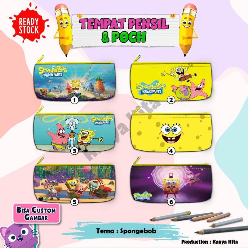 

tempat pensil/kotak pensil karakter anak SPONGEBOB bahan import kualitas premium