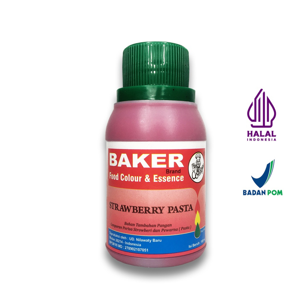 

Perisa Kue / makanan / bahan kue / flavour rasa Strawberry Pasta stoberi straw - BAKER MS ( 110g ) Halal