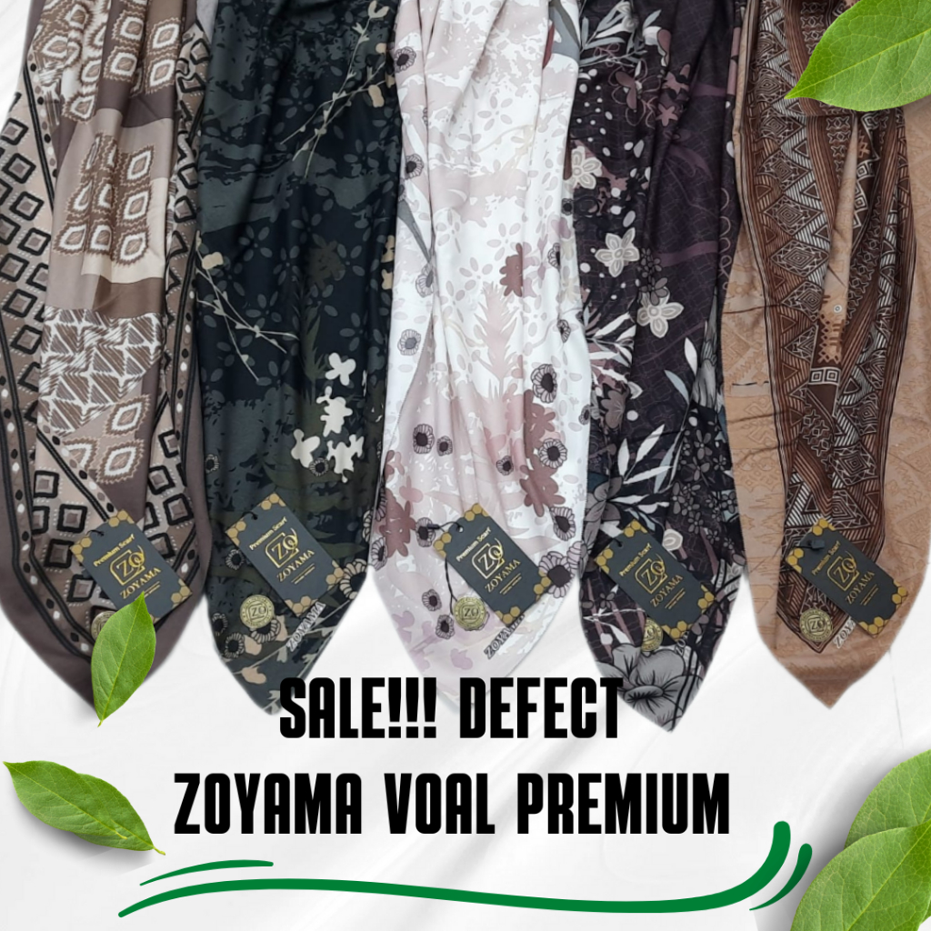 ZOYAMA - Hijab segi empat - kerudung DEFECT - jilbab voal motif