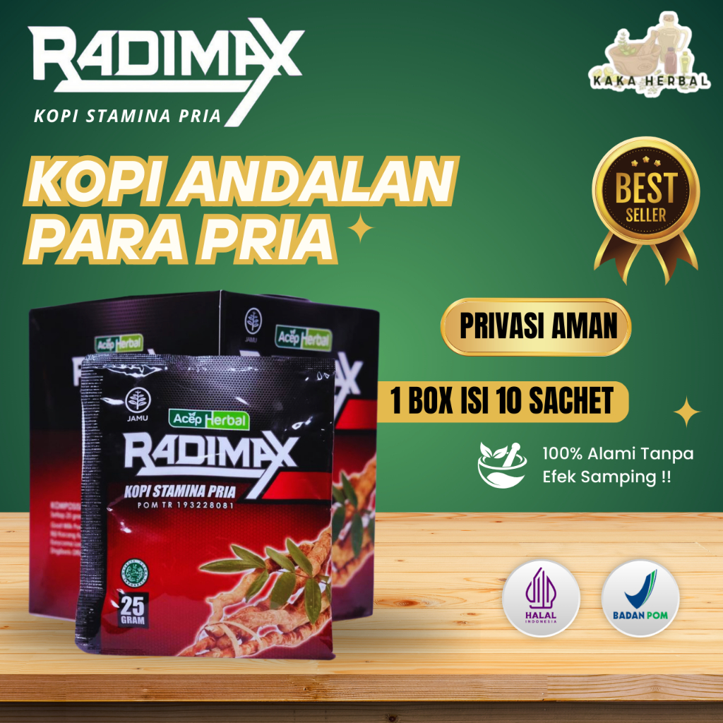 Kopi RADIMAX Stamina Pria Dewasa Tahan Lama BPOM Privasi Aman 1 Box Isi 10 Sachet Kuat Pria 100% Ori