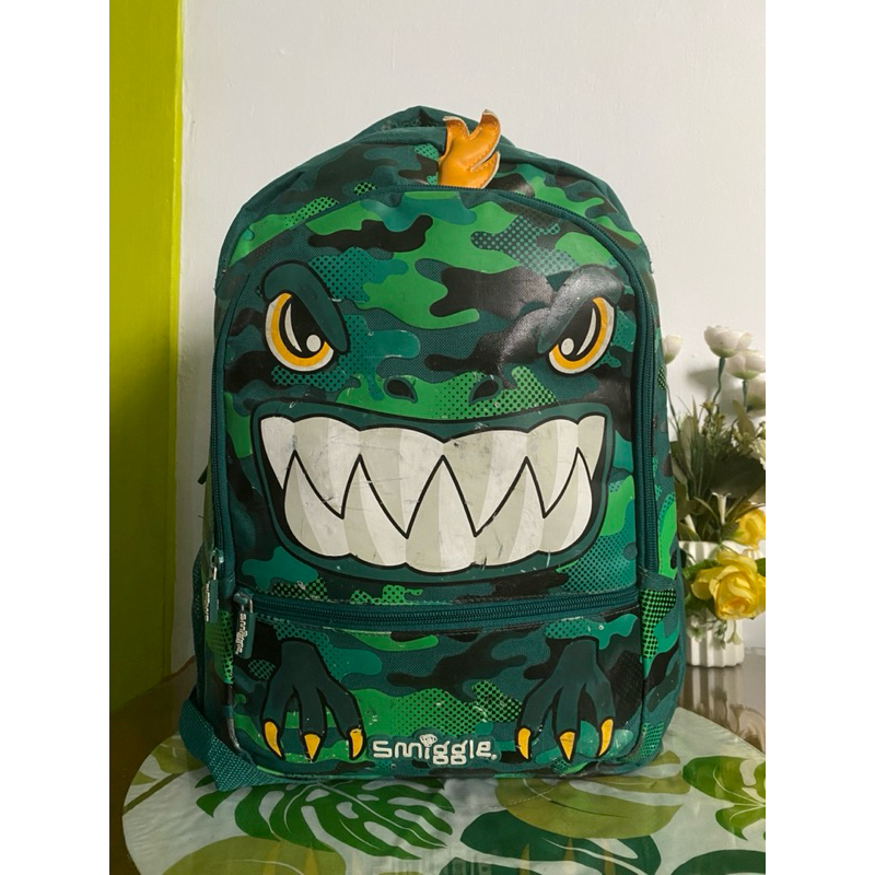tas sekolah ransel smiggle bagpack dino hijau preloved keren