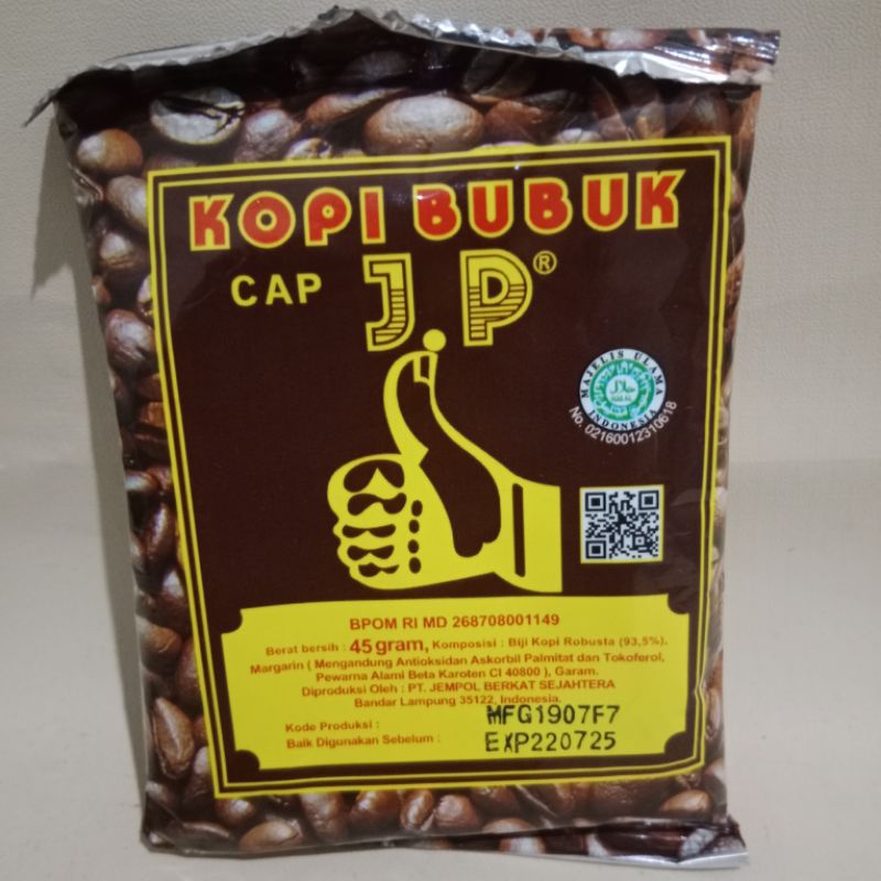 

Kopi Lampung Bubuk Cap JP Jempol 45 Gram