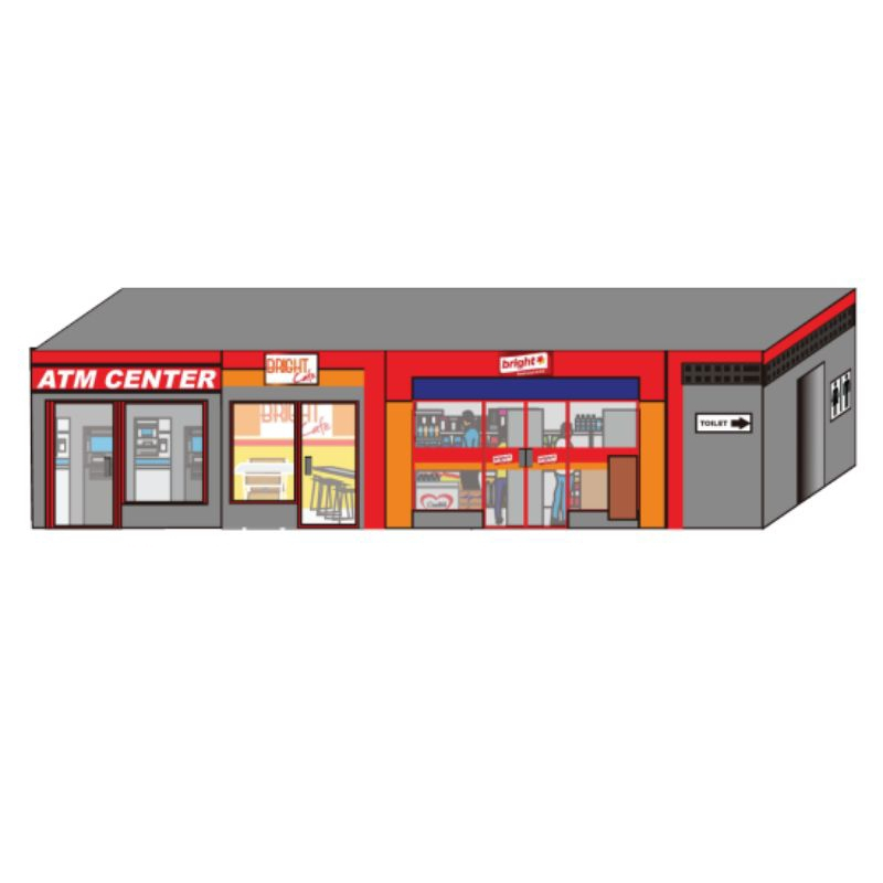 Papercraft Diorama Mini Market SPBU Kerajinan Kertas DIY