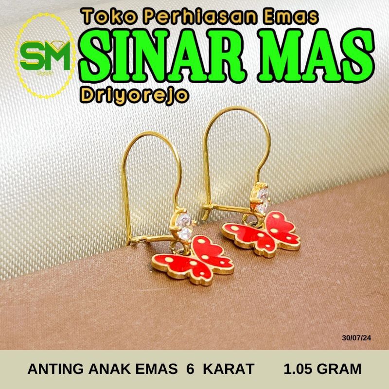 ANTING ANAK EMAS 6 KARAT - BERAT 1.05 GRAM