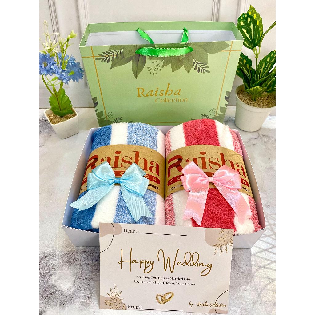 RC Hampers Handuk Couple JUMBO 70X140 Free SlidingBag Kado Nikah Seserahan Kado Anniversary Gift
