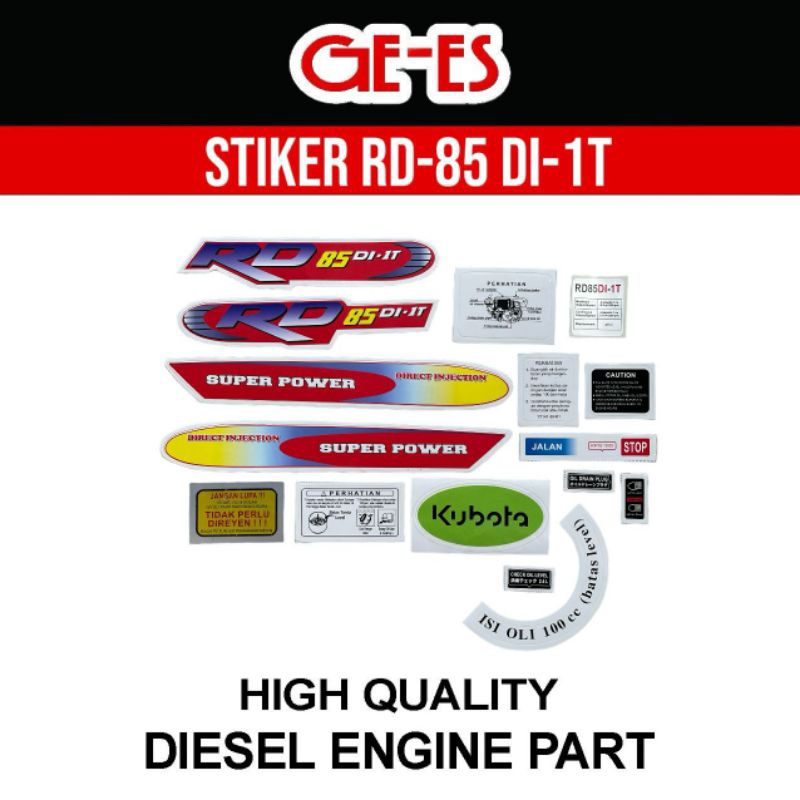 Stiker Mesin Kubota RD 85 1T Old Stiker Mesin Traktor RD 85 DI 1T Stiker Kubota 1T RD 85 Stiker Mesi