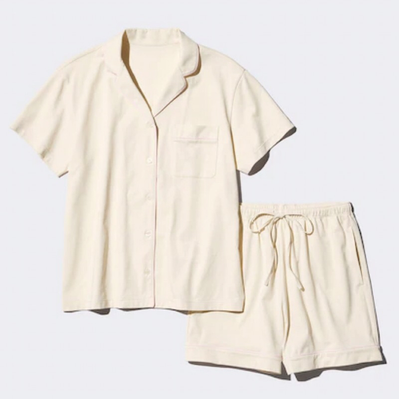 UNIQLO Women Set AIRism Setelan Piyama Katun Wanita Lengan Pendek