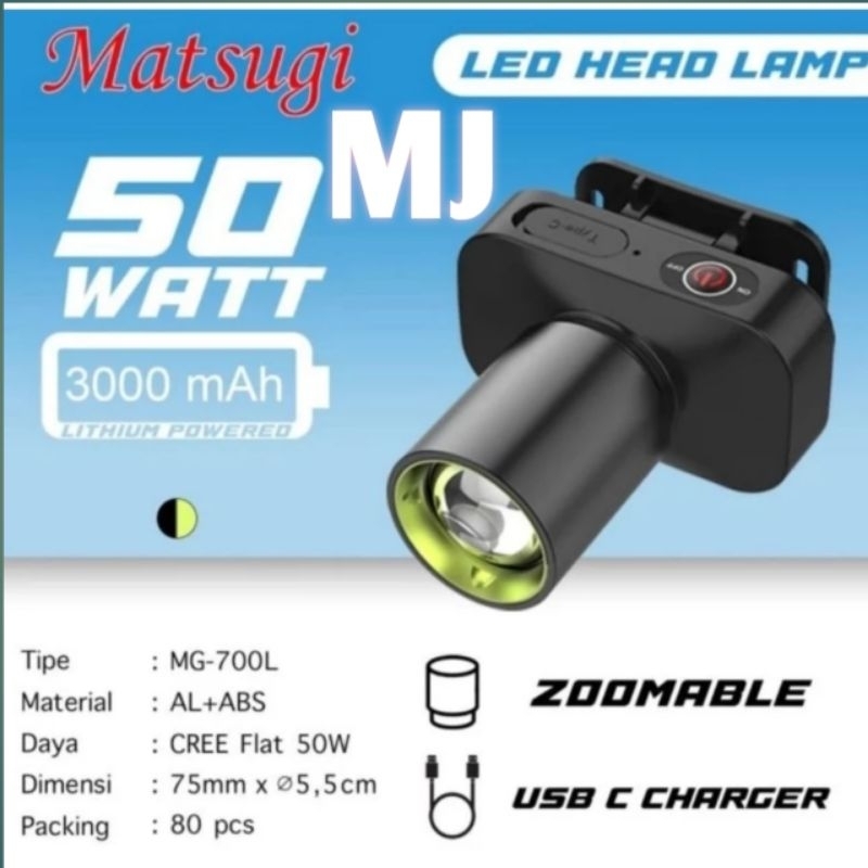 senter kepala matsugi original  50watt super terang