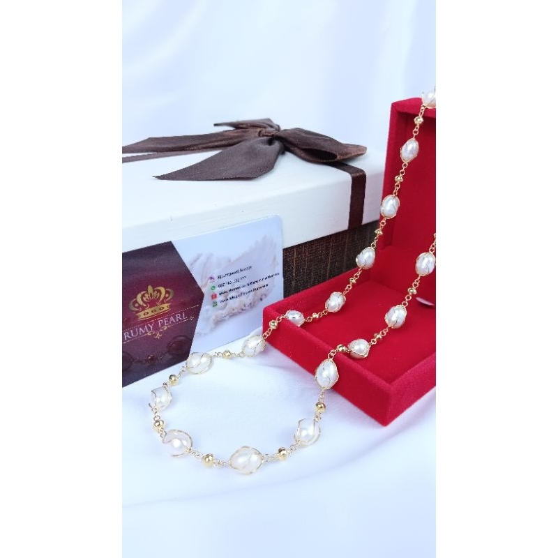 Kalung Paloma Merica Emas 22 Karat Mutiara Air Tawar