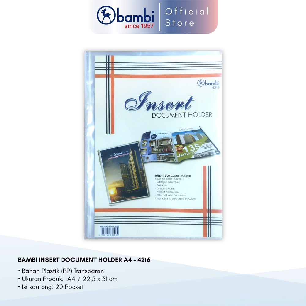 

Bambi Insert Document Holder A4 Isi 20 Pocket Edisi Terbatas Original