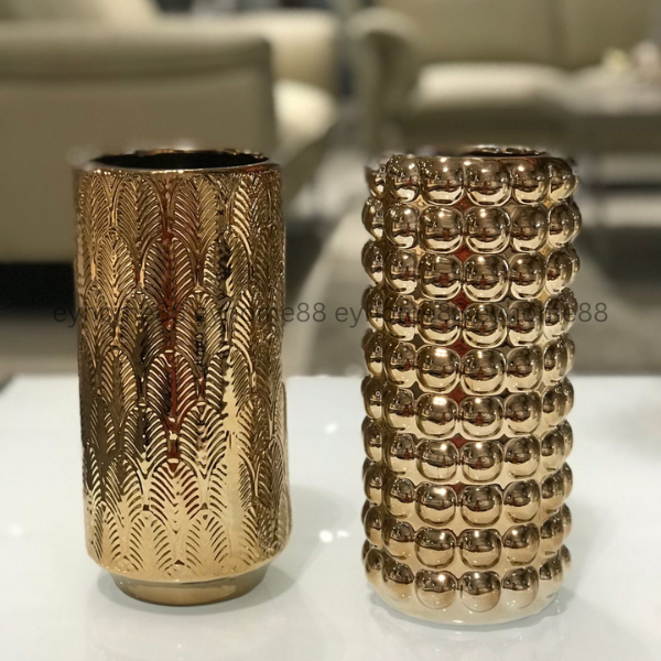 INFORMA Vas Bunga Keramik Gold Luxury Premium Pot Bunga Dekorasi Ruangan EYO IF7893