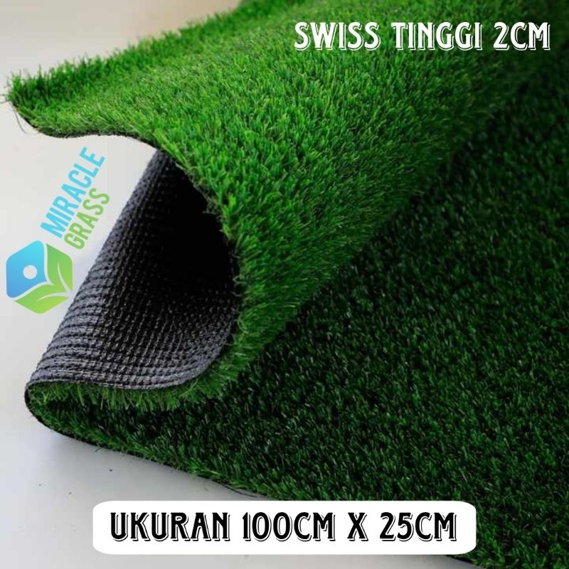 Karpet Rumput Sintetis - Swiss 2cm - Ukuran 100cm x 25cm  - Karpet Rumput sintetis indoor & Outdoor 