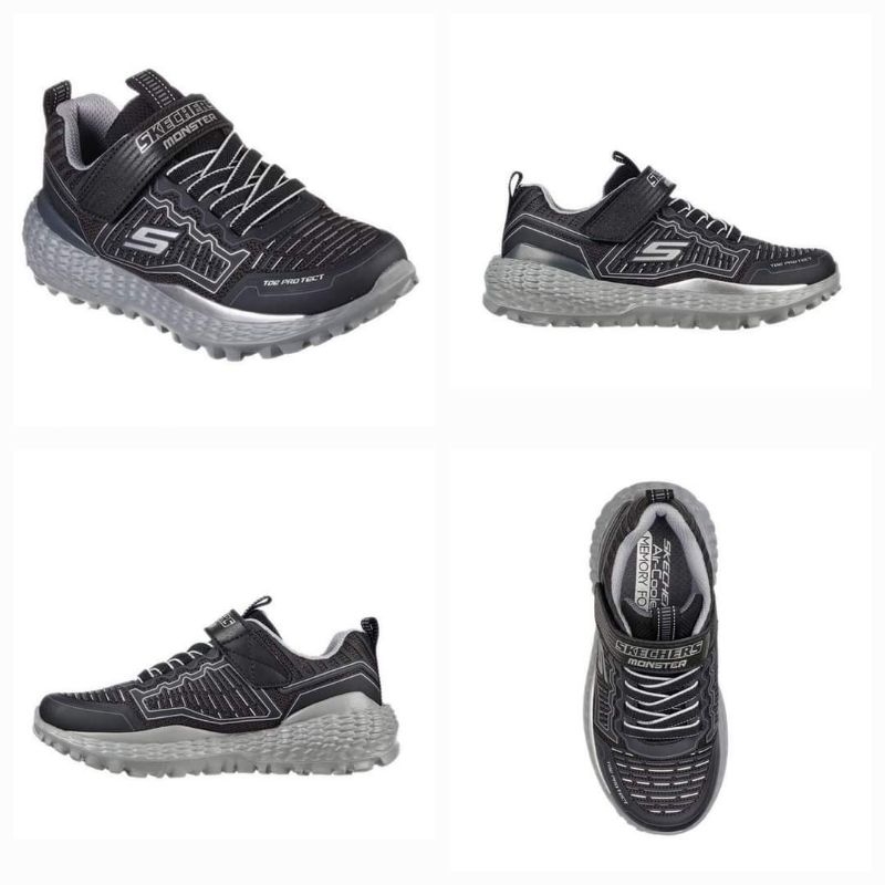 SALEEE 100% Original Skechers Monster Boys Grade School Sneakers - Black/Grey Kode Produk : 403687L/