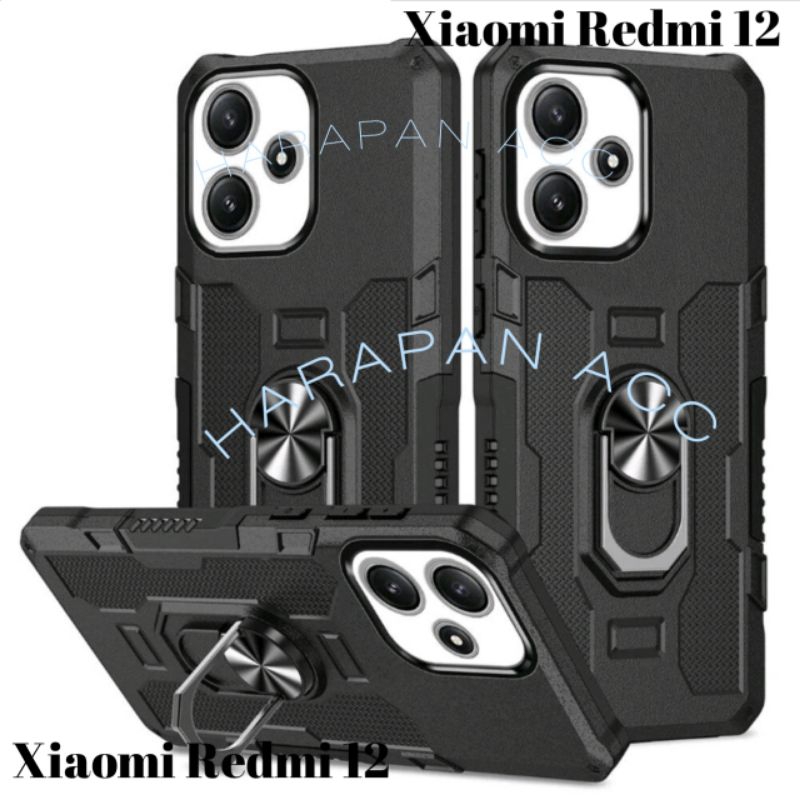 Case Robot Xiaomi Redmi 12 Casing Robot hardcase Ring armor robot Case Ring Kickstand hybrid/Holder