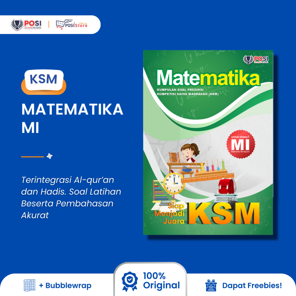 Buku POSI Persiapan KSM MATEMATIKA MI TERINTEGRASI Full Soal Latihan PLUS Pembahasan Akurat