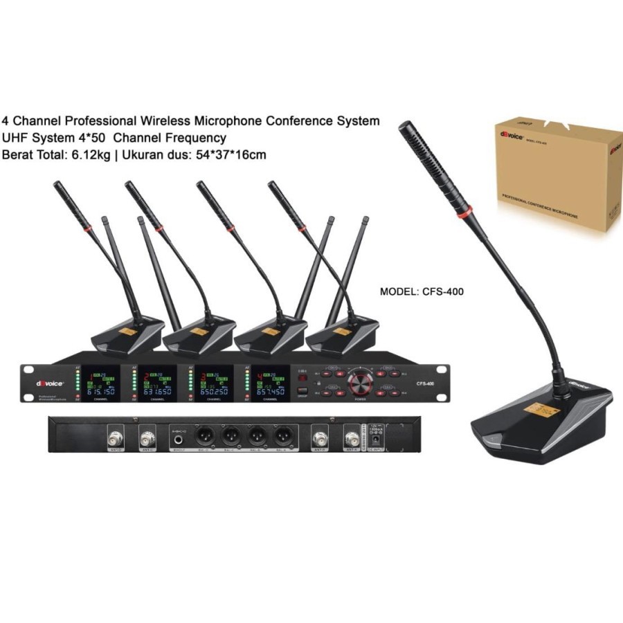 Mic Wireless Meja Podium Conference dB Voice CFS 400 4 Mic Meja