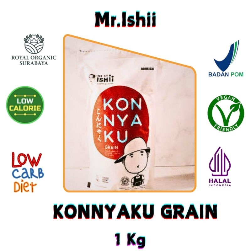 

Mr.Ishii Konnyaku Grain (olahan umbi iles iles (porang) berbentuk beras), instan,tinggal seduh 1kg
